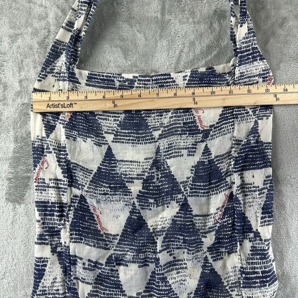 Free People Linen Shoulder Bag Reusable HoBo Tote Boho Lightweight Geometric